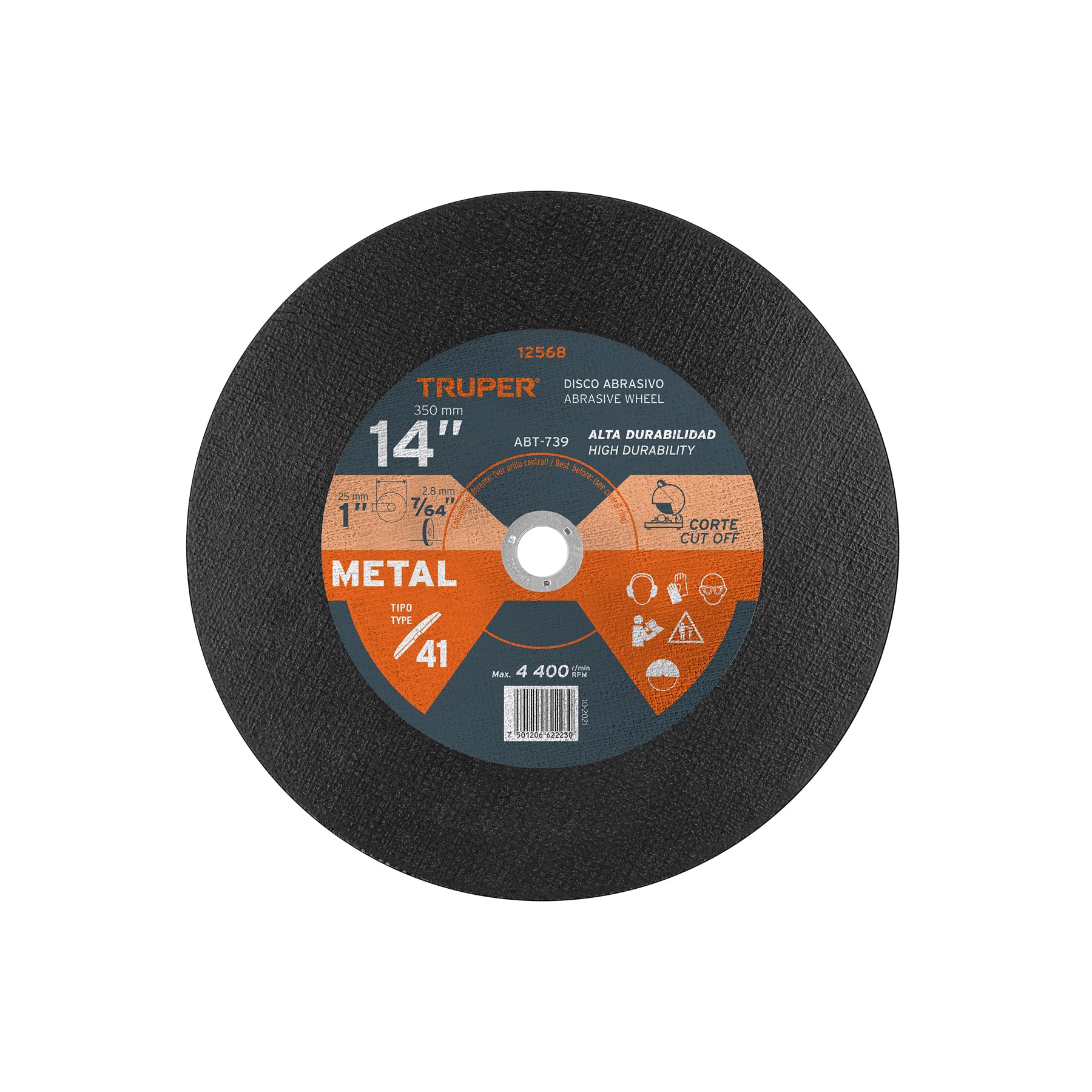 DISCO PARA CORTE METAL 14 MARCA TRUPER COD 12568 DISCO DE CORTE METAL TRONZADORA 14" COD. 12568 - Imagen 1